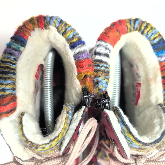 Rieker Felicitas Ankle Boots Red Sherpa Lined Side Zip Lace Up Women's 9 - Picture 5 of 8